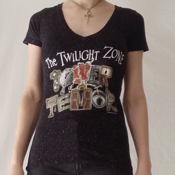 The Twilight Zone Tower Of Terror Fitted V-Neck Cotton T-Shirt - Picture 1 of 12
